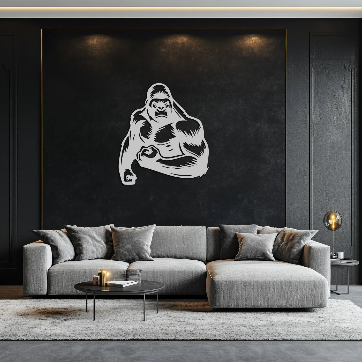 Angry Gorilla Metal Wall Art – Fierce Jungle Animal Decor for Gym and Man Cave- KAF592 by Enova Art