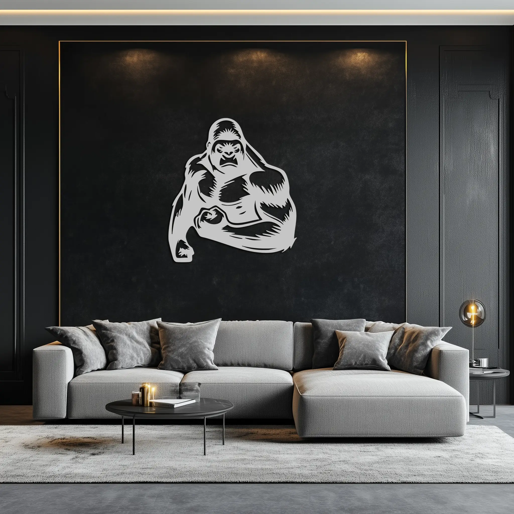 Angry Gorilla Metal Wall Art – Fierce Jungle Animal Decor for Gym and Man Cave- KAF592 by Enova Art