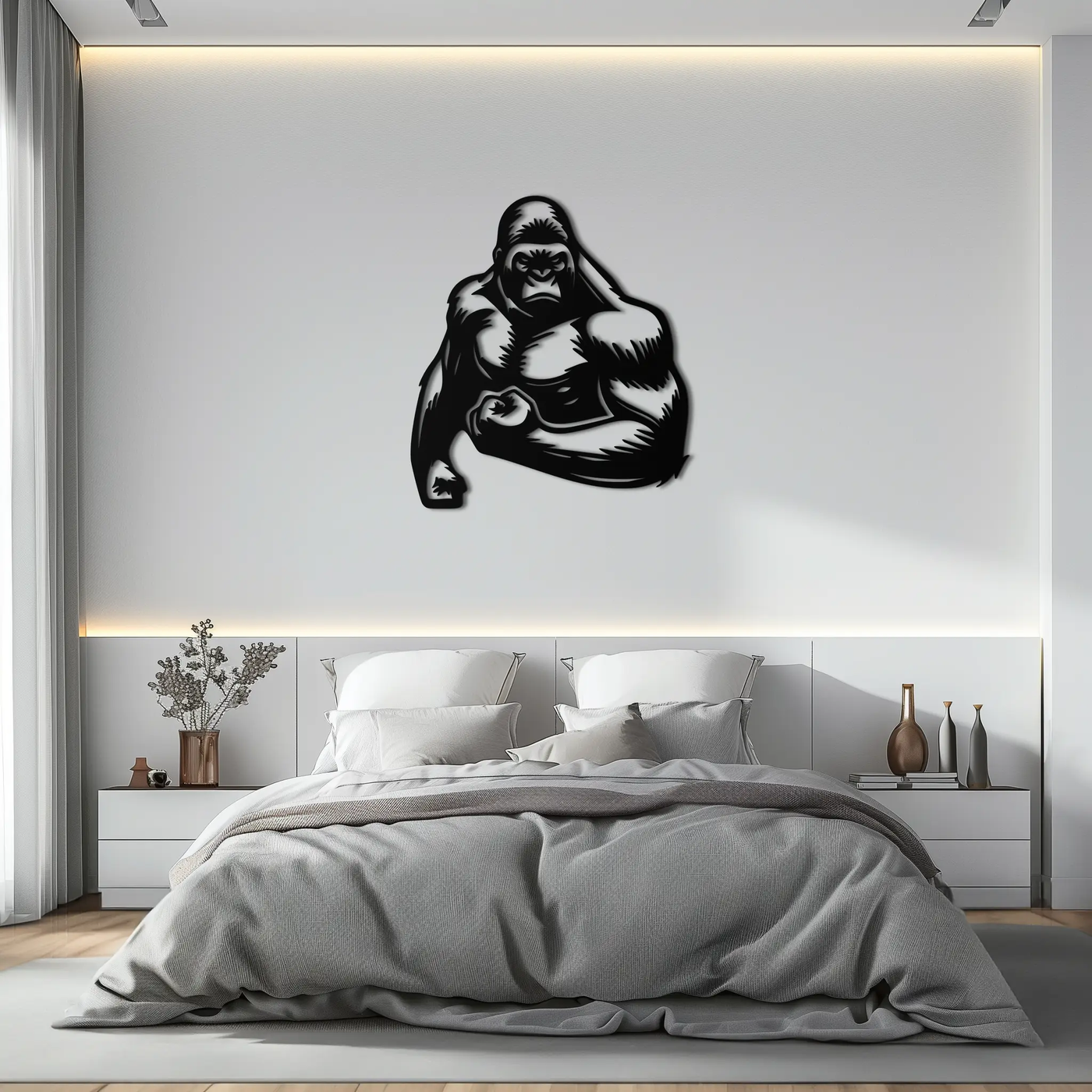 Angry Gorilla Metal Wall Art – Fierce Jungle Animal Decor for Gym and Man Cave- KAF592 by Enova Art