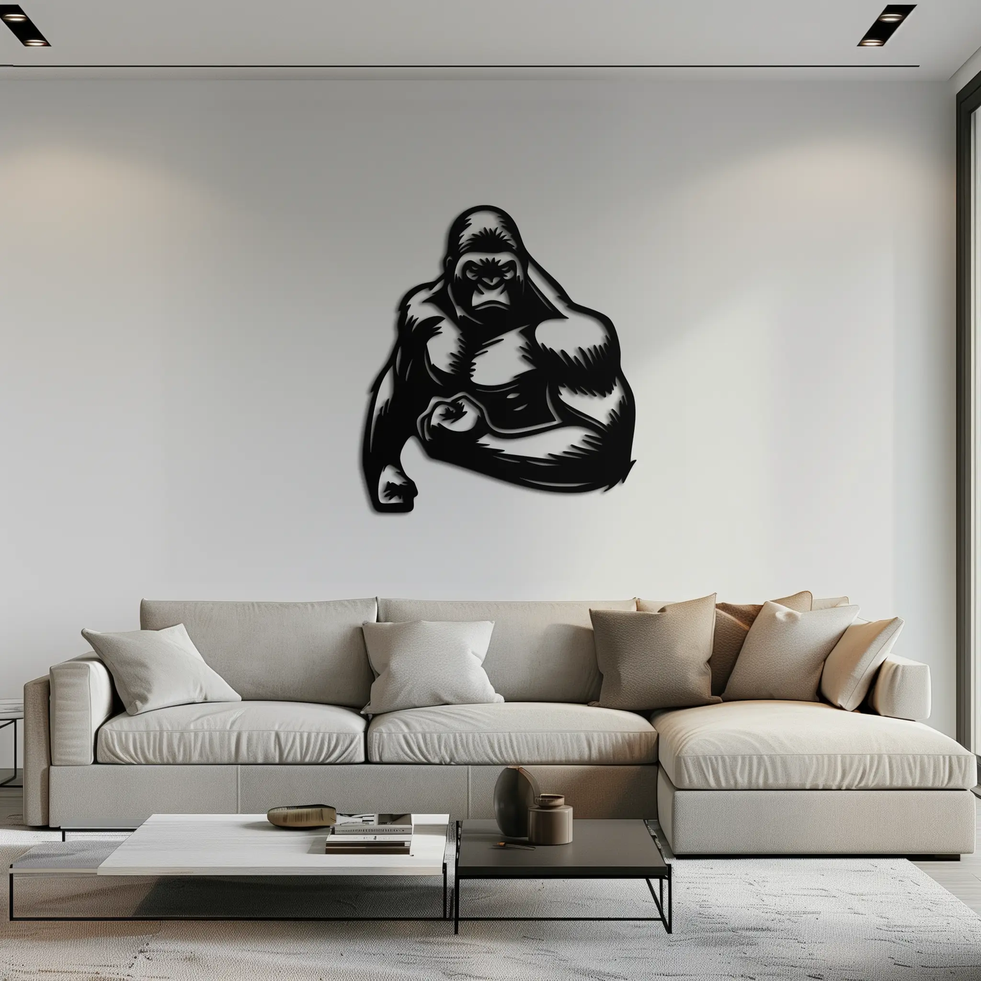 Angry Gorilla Metal Wall Art – Fierce Jungle Animal Decor for Gym and Man Cave- KAF592 by Enova Art