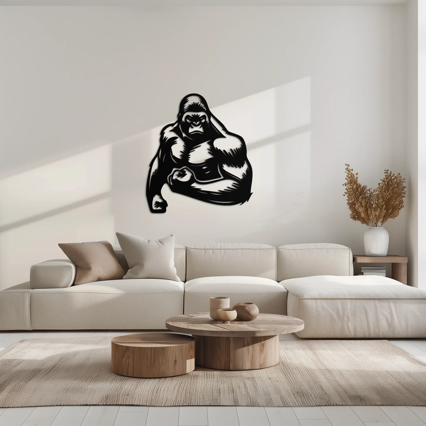 Angry Gorilla Metal Wall Art – Fierce Jungle Animal Decor for Gym and Man Cave- KAF592 by Enova Art