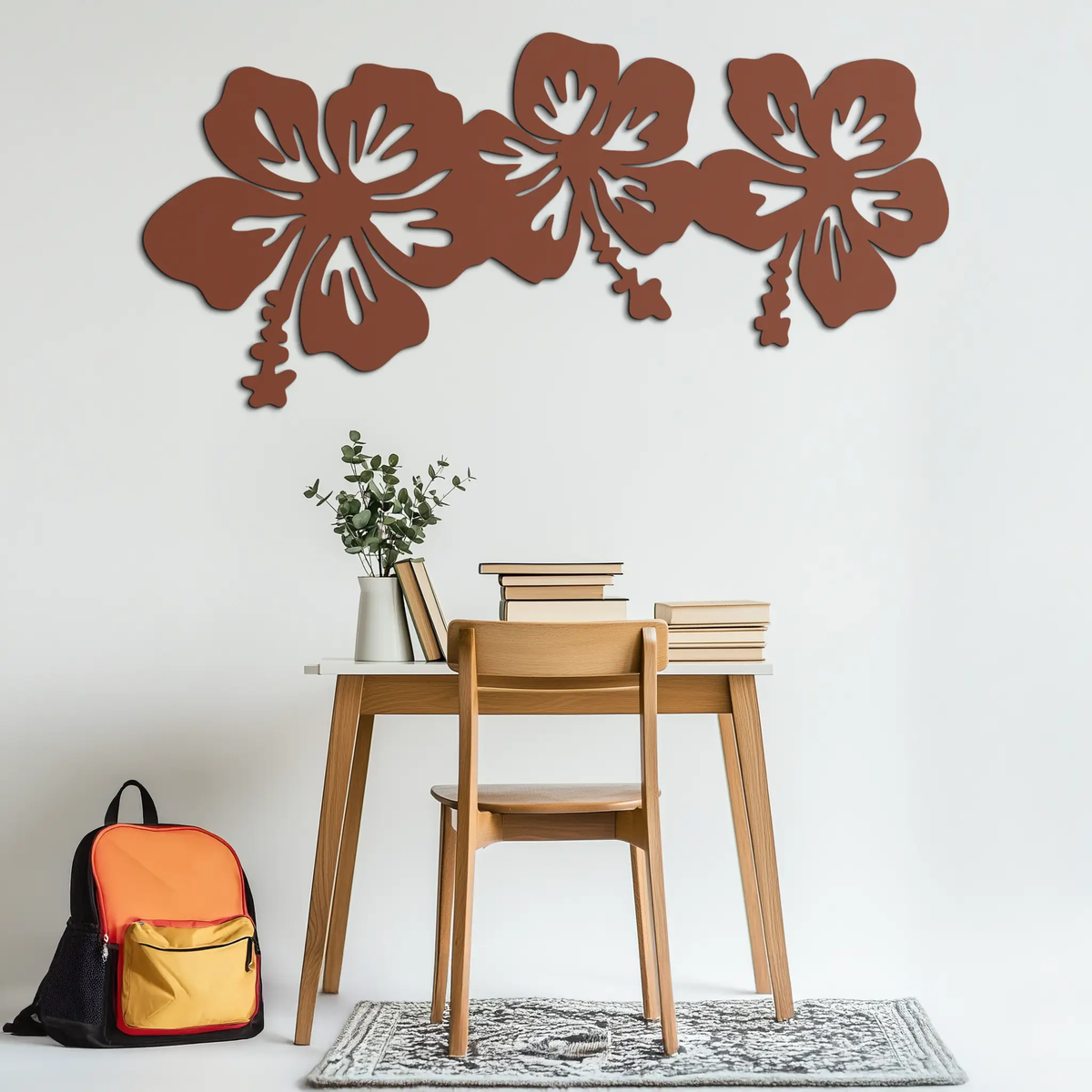 Hibiscus Flower Trio Metal Wall Art – Tropical Floral Silhouette for Home Decor- KAF594 by Enova Art