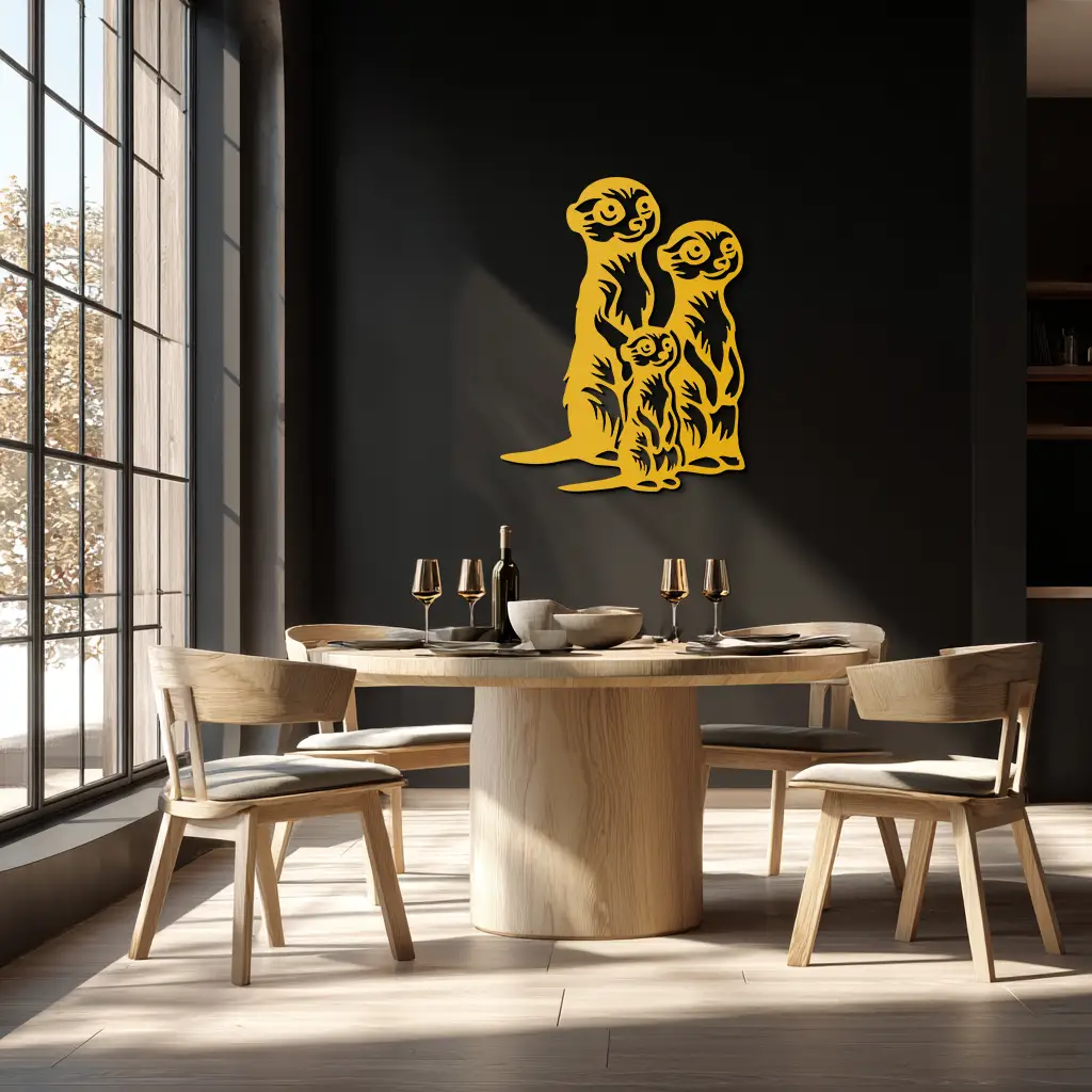 Meerkat Family Metal Wall Art – Playful Animal Silhouette Decor for Nature Lovers- KAF595 by Enova Art