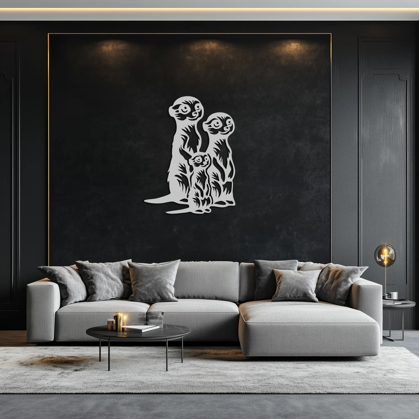 Meerkat Family Metal Wall Art – Playful Animal Silhouette Decor for Nature Lovers- KAF595 by Enova Art