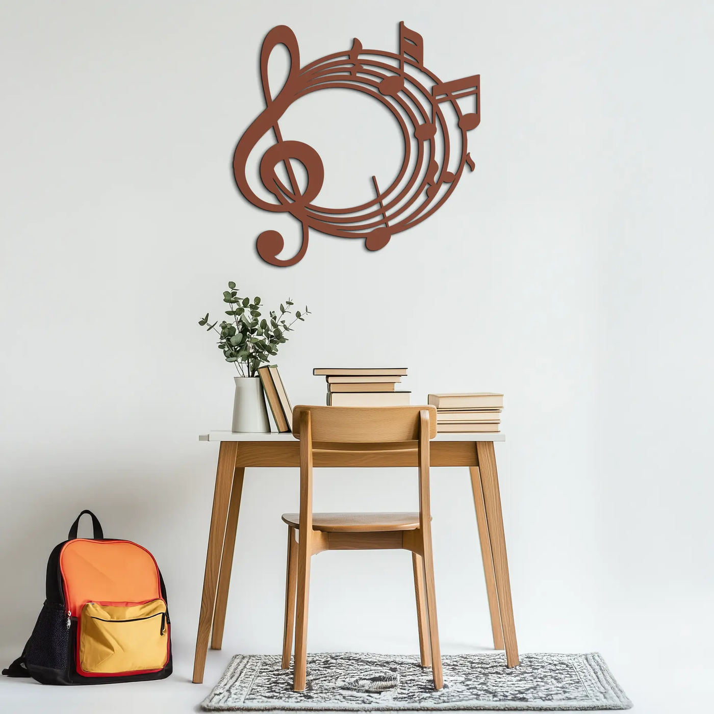 Musical Notes Circle Metal Wall Art – Treble Clef Music Decor for Home or Studio- KAF596 by Enova Art