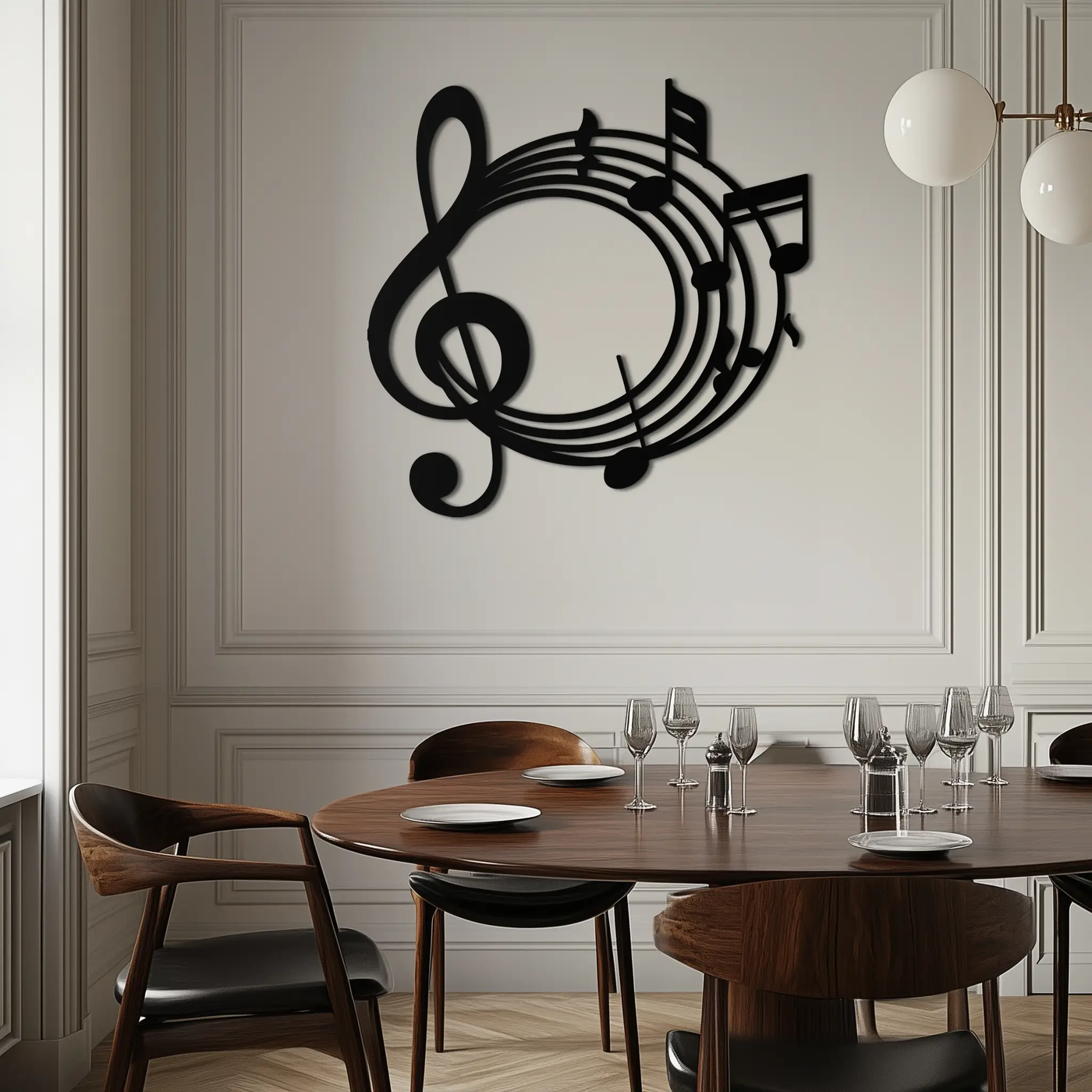Musical Notes Circle Metal Wall Art – Treble Clef Music Decor for Home or Studio- KAF596 by Enova Art