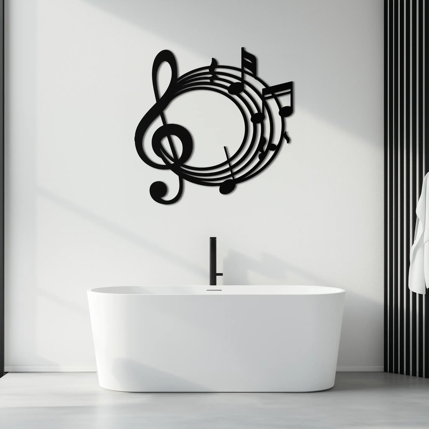 Musical Notes Circle Metal Wall Art – Treble Clef Music Decor for Home or Studio- KAF596 by Enova Art