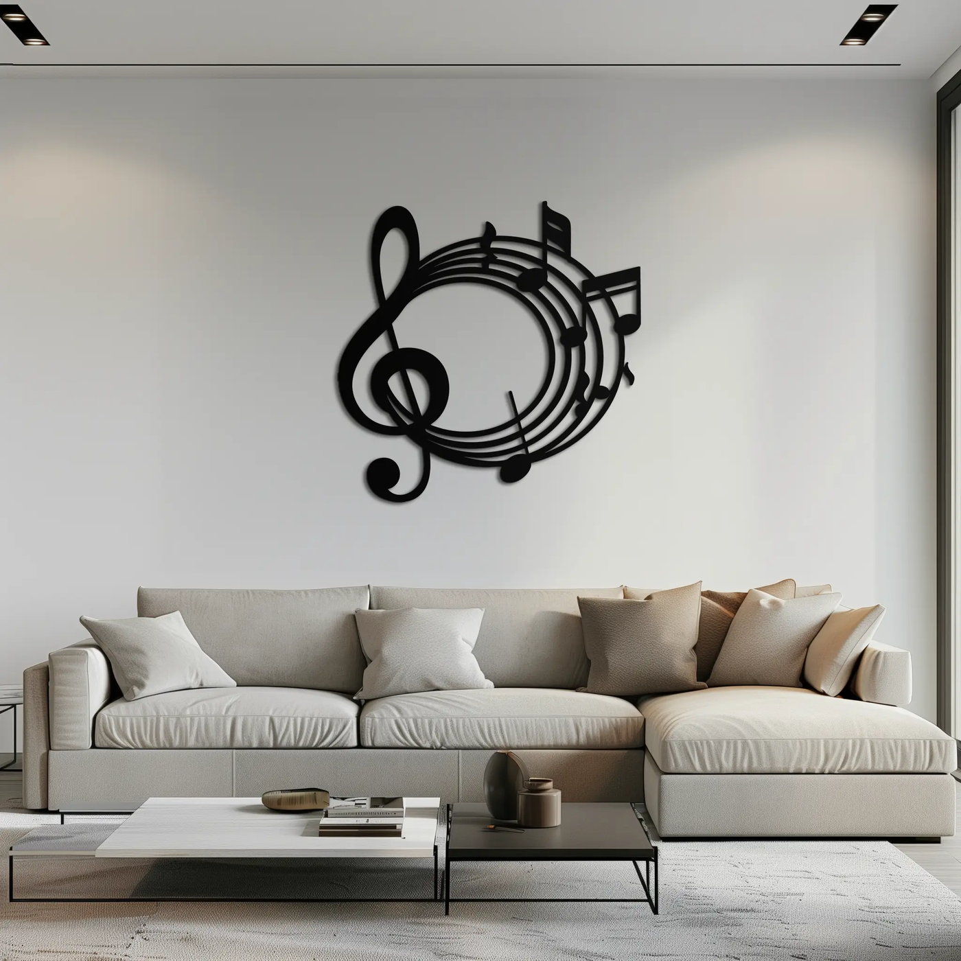 Musical Notes Circle Metal Wall Art – Treble Clef Music Decor for Home or Studio- KAF596 by Enova Art