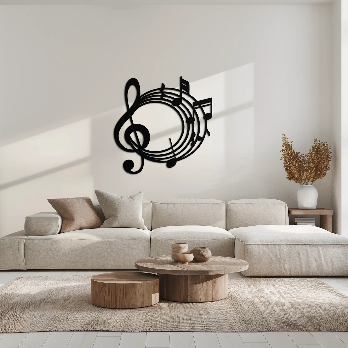 Musical Notes Circle Metal Wall Art – Treble Clef Music Decor for Home or Studio- KAF596 by Enova Art