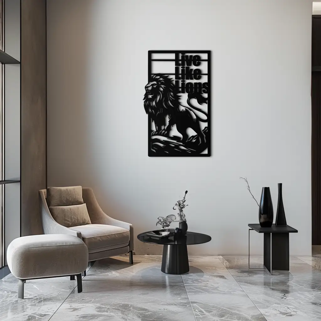 Live Like Lions Metal Wall Art – Powerful Roaring Lion Decor for Motivational Spaces- KAF597 by Enova Art