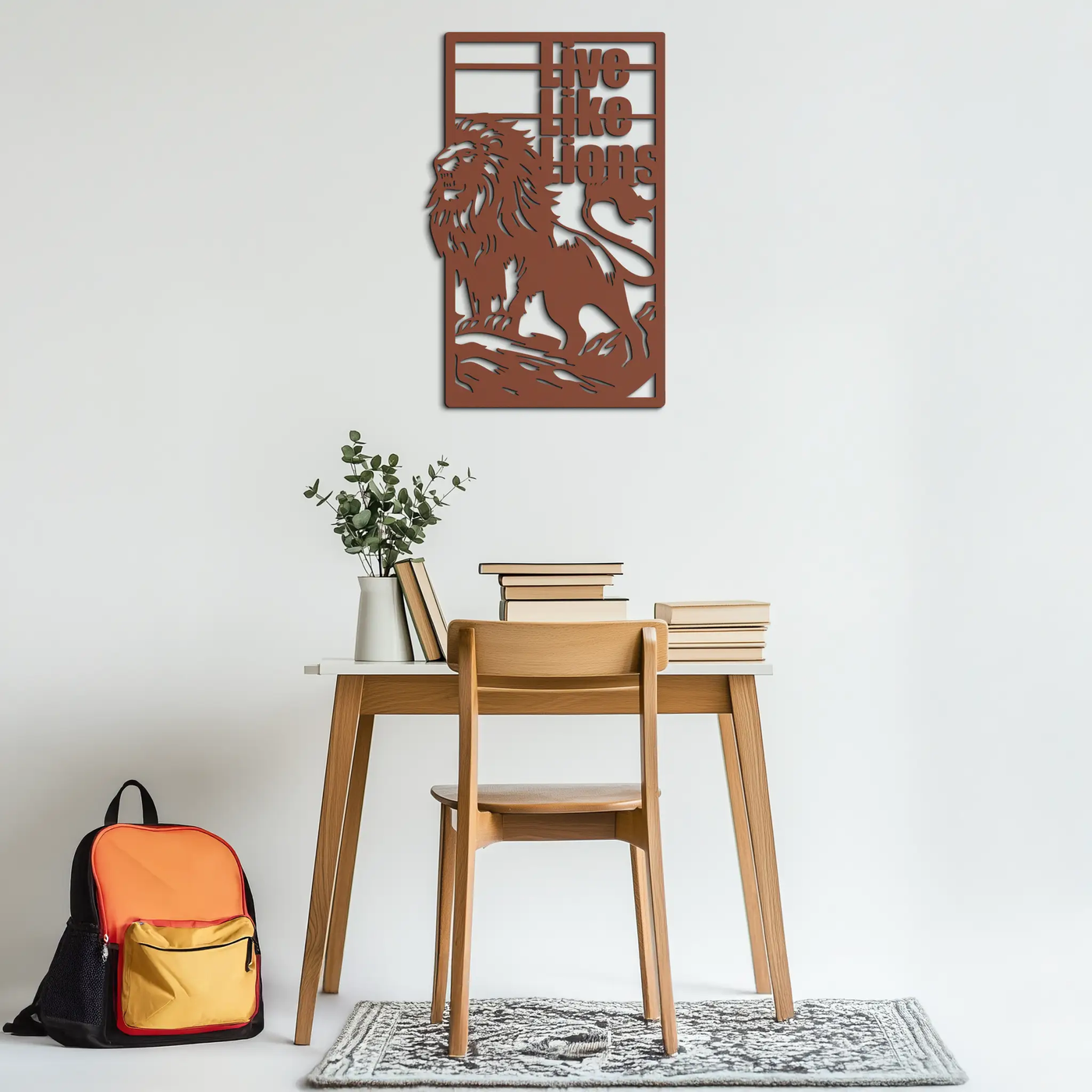 Live Like Lions Metal Wall Art – Powerful Roaring Lion Decor for Motivational Spaces- KAF597 by Enova Art