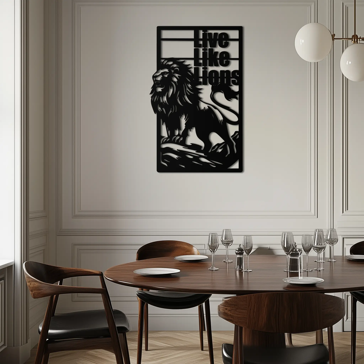 Live Like Lions Metal Wall Art – Powerful Roaring Lion Decor for Motivational Spaces- KAF597 by Enova Art