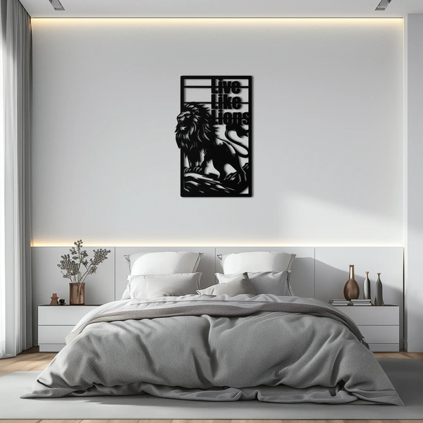 Live Like Lions Metal Wall Art – Powerful Roaring Lion Decor for Motivational Spaces- KAF597