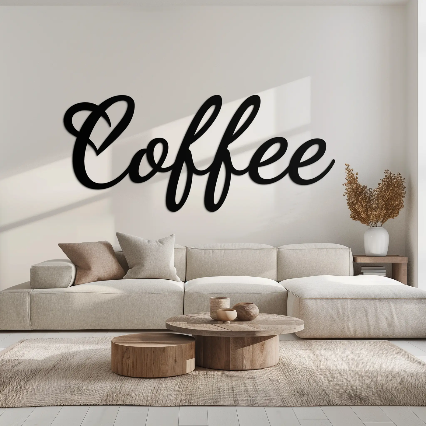 Coffee Script Metal Wall Art – Heart Shaped Lettering Coffee Sign for Kitchen Decor- KAF600 by Enova Art