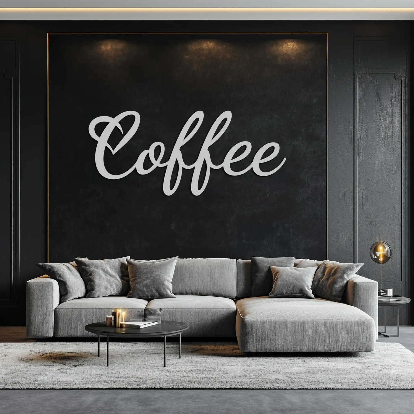 Coffee Script Metal Wall Art – Heart Shaped Lettering Coffee Sign for Kitchen Decor- KAF600 by Enova Art