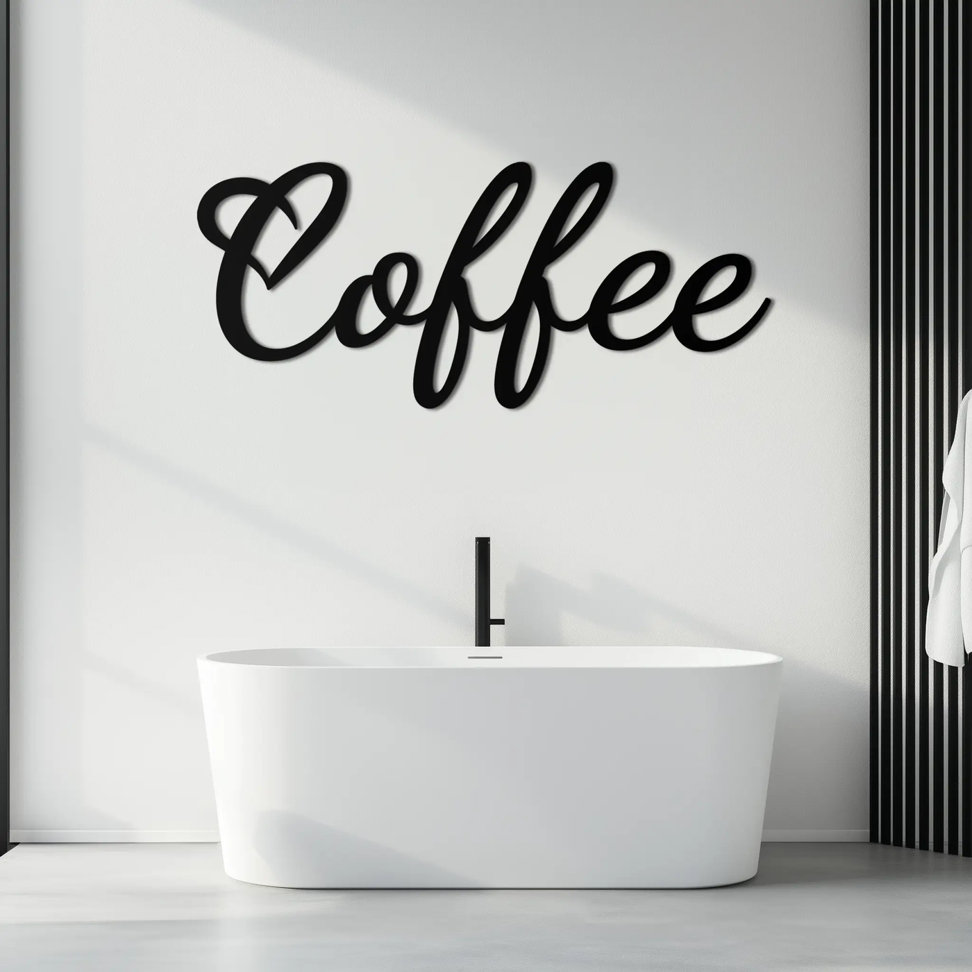 Coffee Script Metal Wall Art – Heart Shaped Lettering Coffee Sign for Kitchen Decor- KAF600 by Enova Art