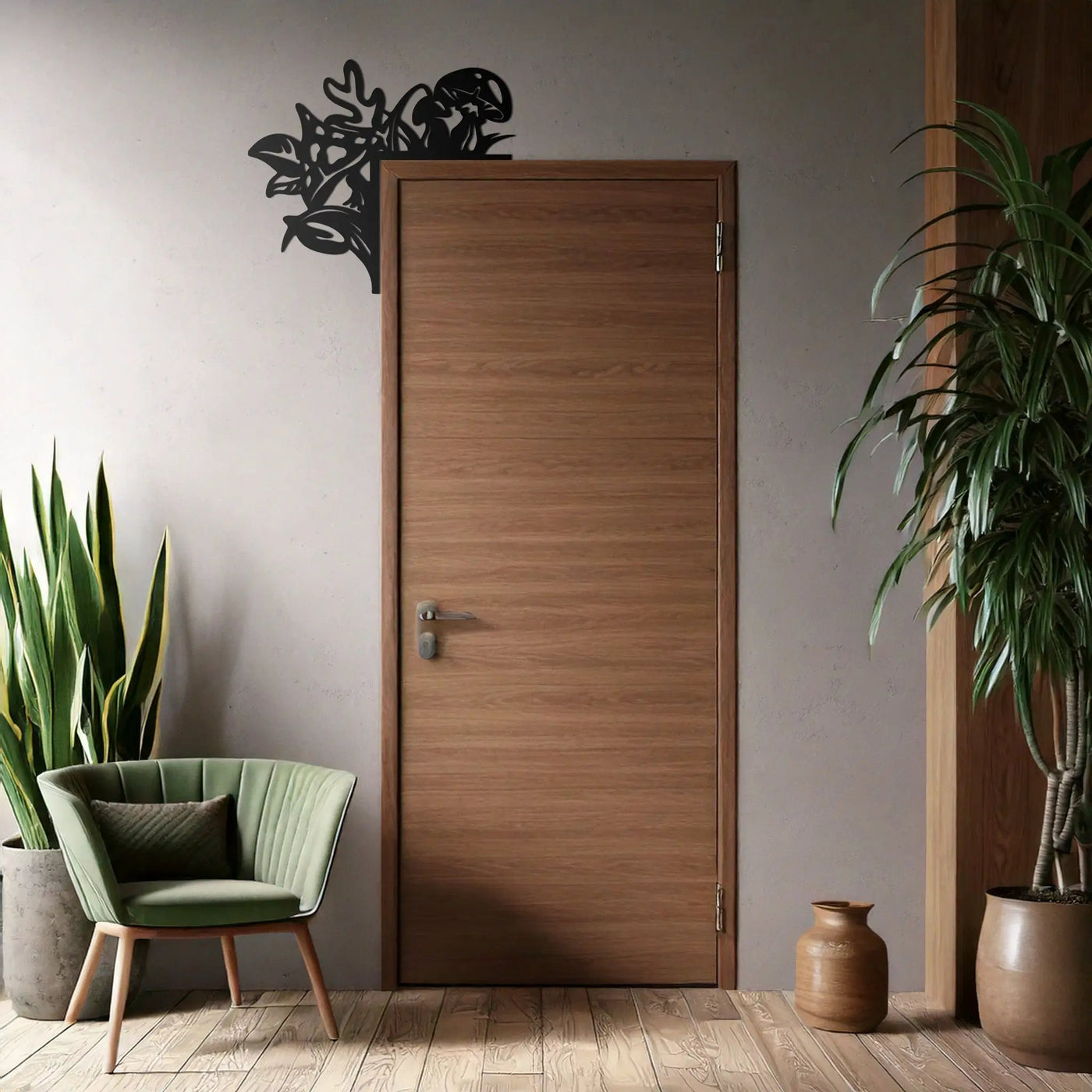 Mushroom Door Corner Metal Wall Art – Whimsical Nature-Themed Metal Decor-KAF608 by Enova Art