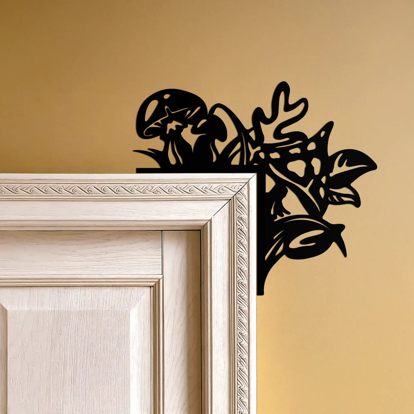 Mushroom Door Corner Metal Wall Art – Whimsical Nature-Themed Metal Decor-KAF608 by Enova Art