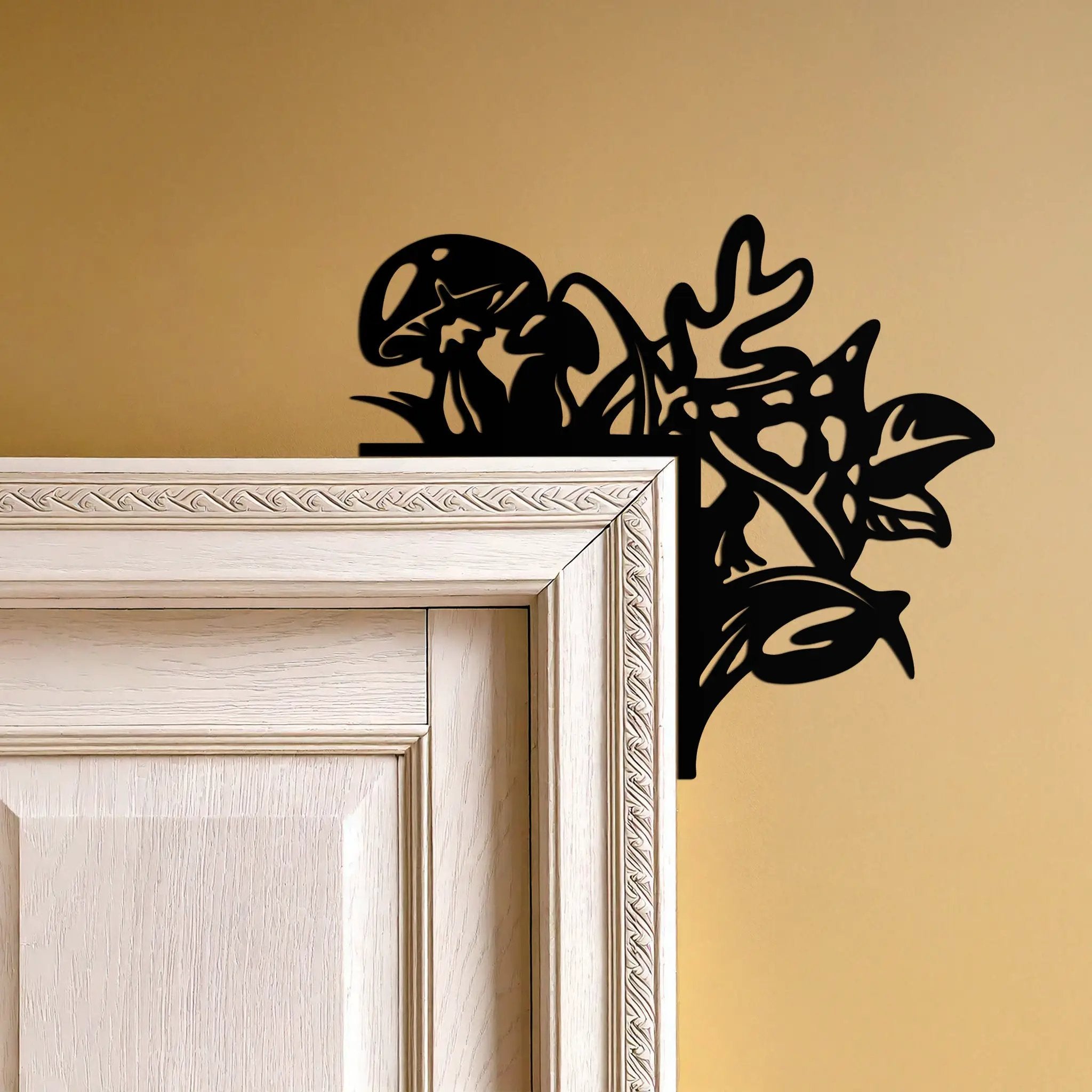 Mushroom Door Corner Metal Wall Art – Whimsical Nature-Themed Metal Decor-KAF608 by Enova Art