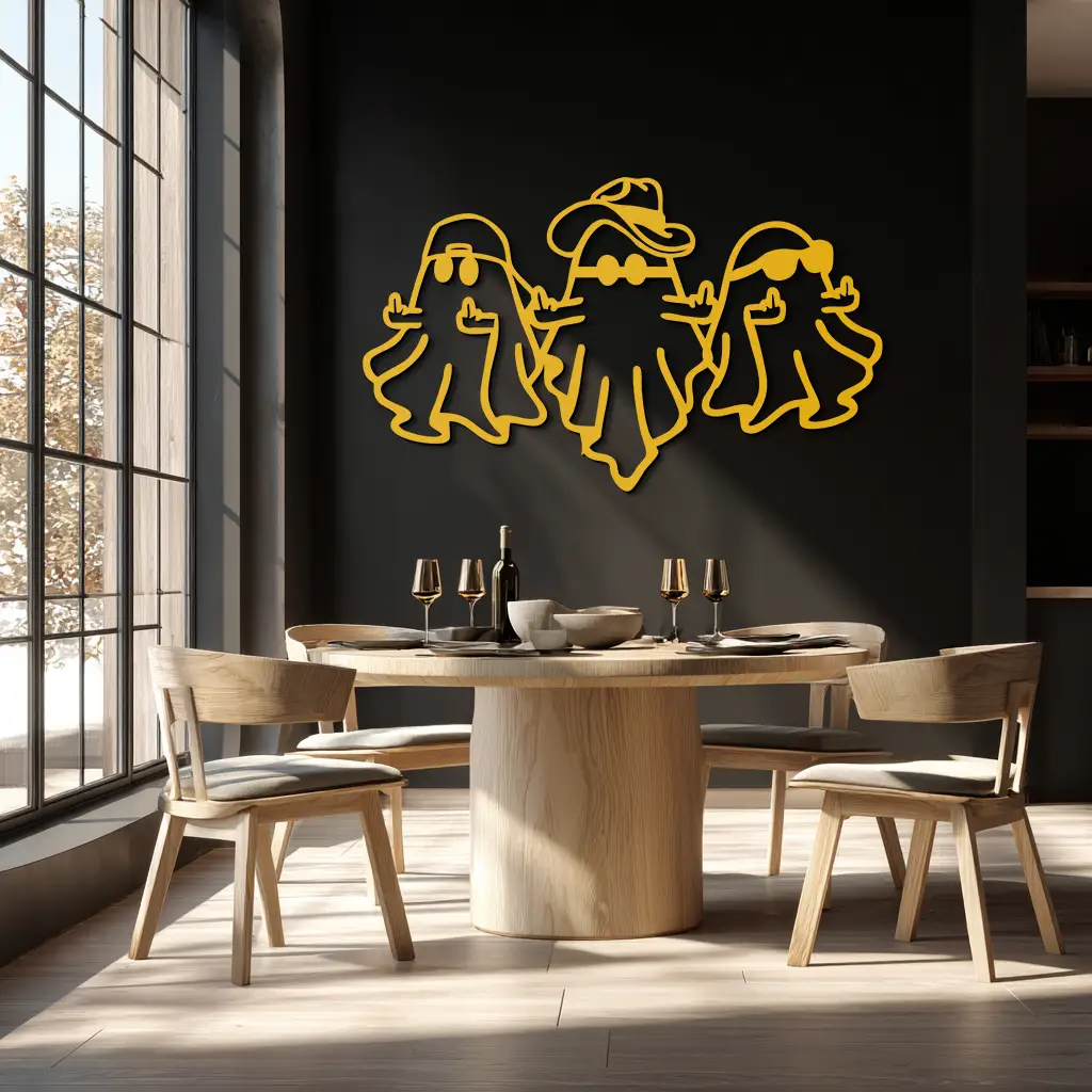 Funny Gangster Ghosts Metal Wall Art – Halloween Cool Spirits Decor-KAF613 by Enova Art