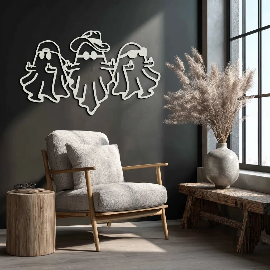 Funny Gangster Ghosts Metal Wall Art – Halloween Cool Spirits Decor-KAF613 by Enova Art
