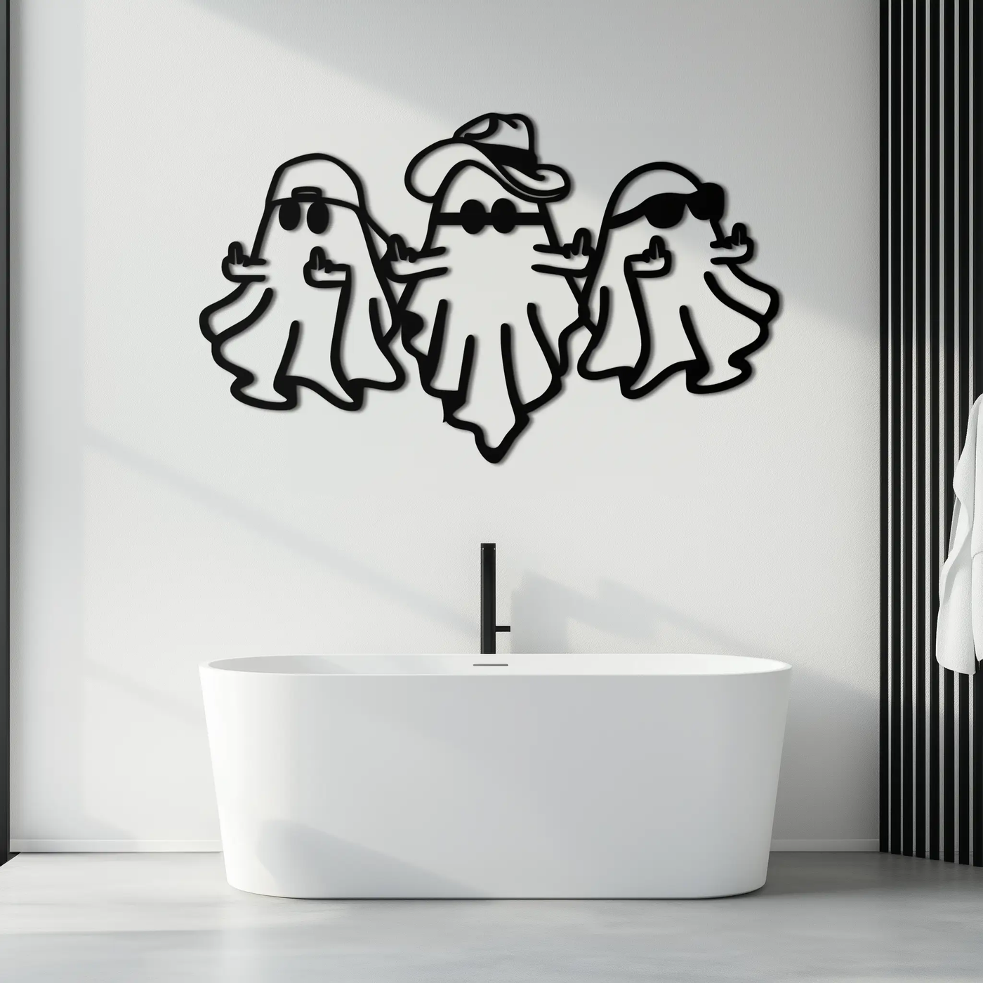 Funny Gangster Ghosts Metal Wall Art – Halloween Cool Spirits Decor-KAF613 by Enova Art