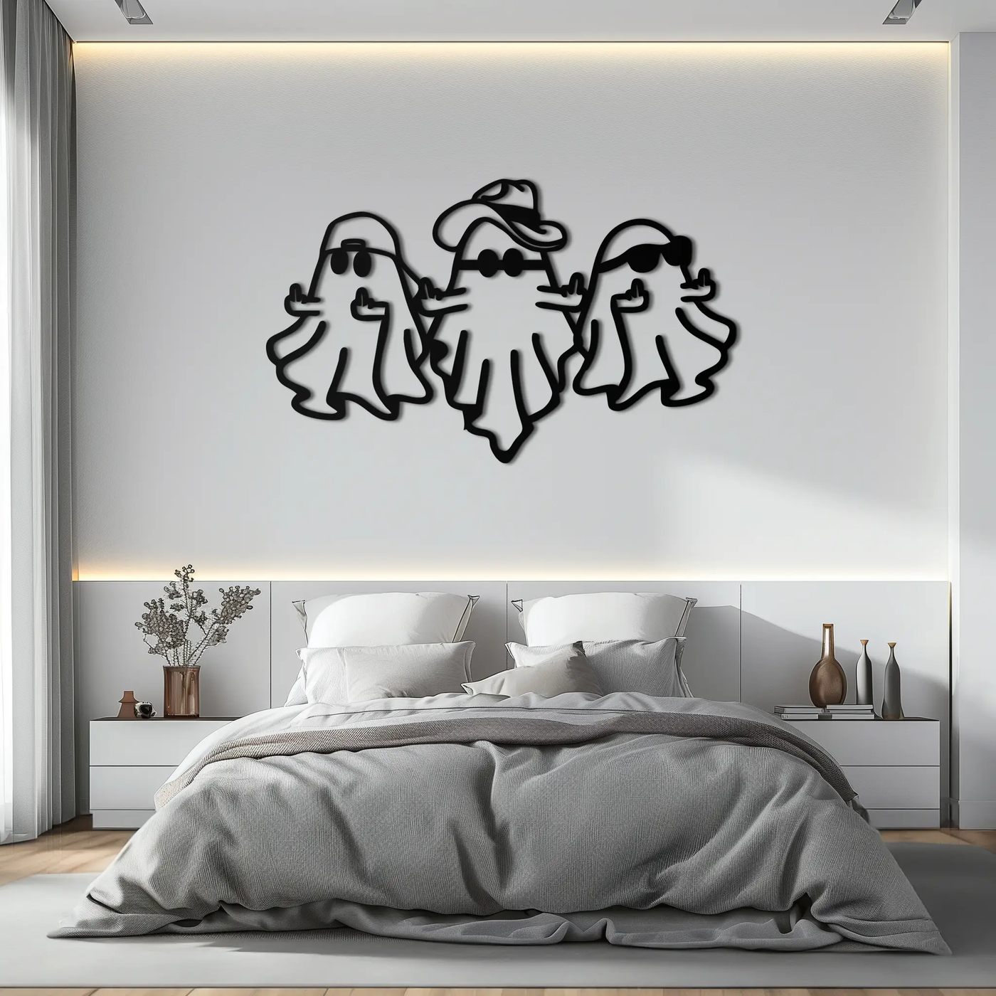 Funny Gangster Ghosts Metal Wall Art – Halloween Cool Spirits Decor-KAF613 by Enova Art