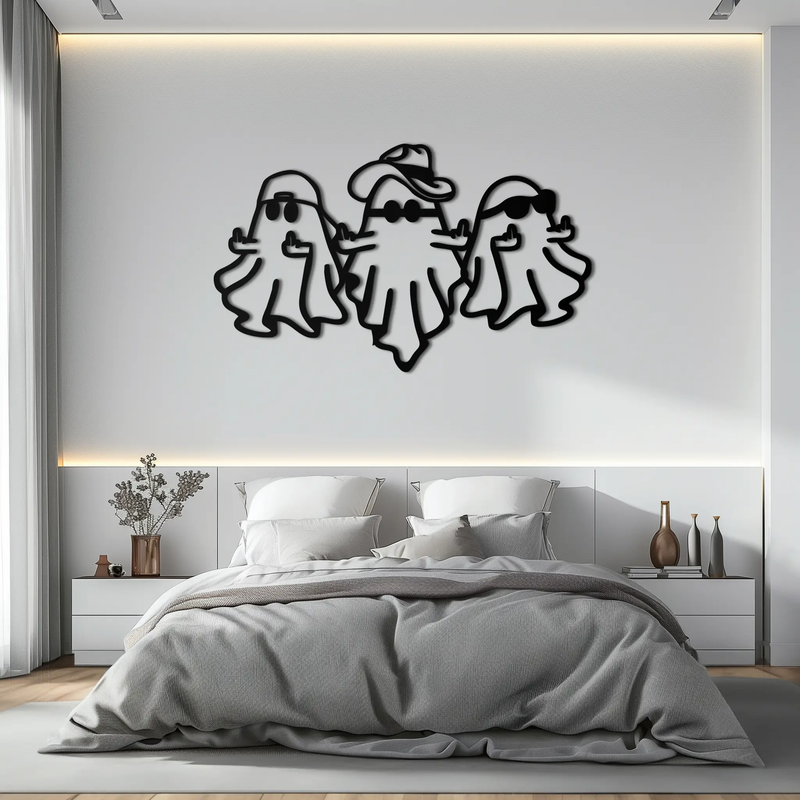 Funny Gangster Ghosts Metal Wall Art – Halloween Cool Spirits Decor-KAF613 by Enova Art