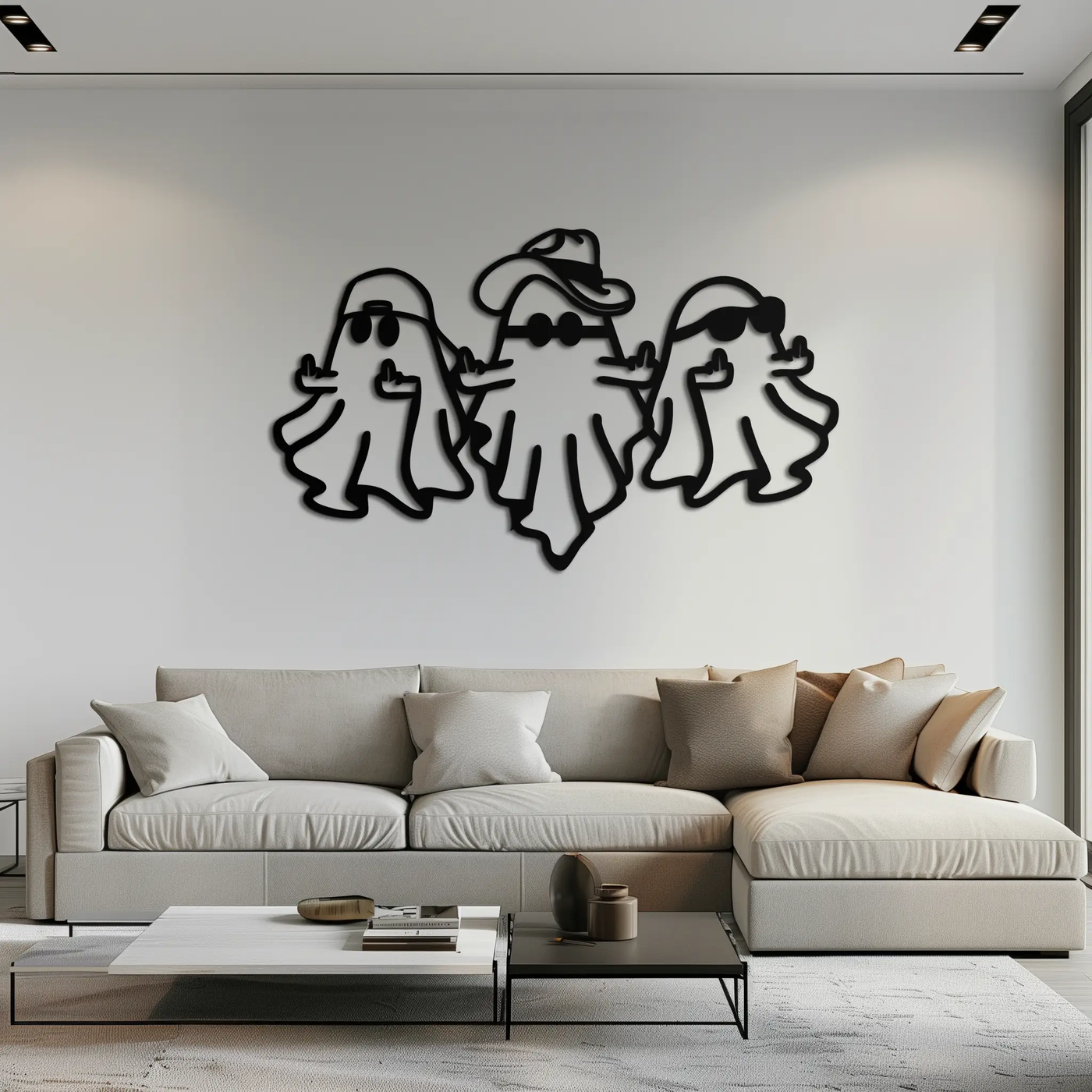 Funny Gangster Ghosts Metal Wall Art – Halloween Cool Spirits Decor-KAF613 by Enova Art