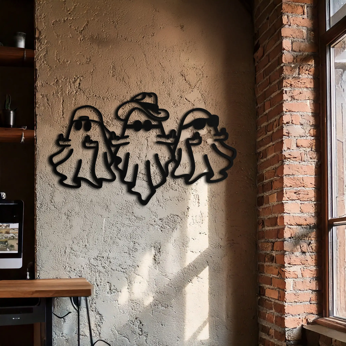 Funny Gangster Ghosts Metal Wall Art – Halloween Cool Spirits Decor-KAF613 by Enova Art