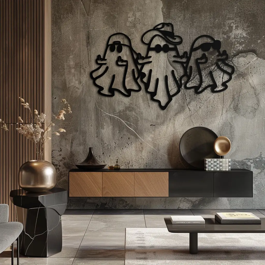 Funny Gangster Ghosts Metal Wall Art – Halloween Cool Spirits Decor-KAF613 by Enova Art