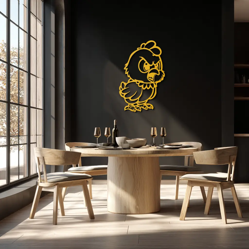 Angry Chick Metal Wall Art – Cartoon Chicken Silhouette Wall Decor-KAF618 by Enova Art