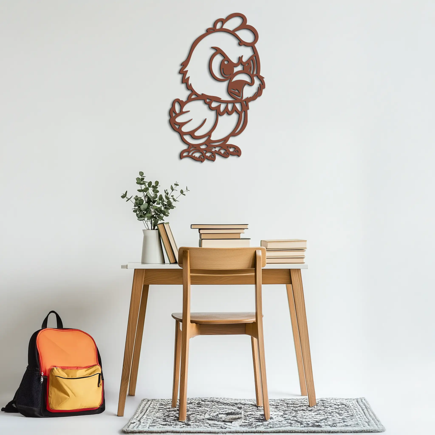 Angry Chick Metal Wall Art – Cartoon Chicken Silhouette Wall Decor-KAF618 by Enova Art