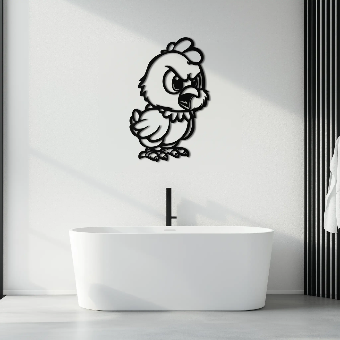 Angry Chick Metal Wall Art – Cartoon Chicken Silhouette Wall Decor-KAF618 by Enova Art