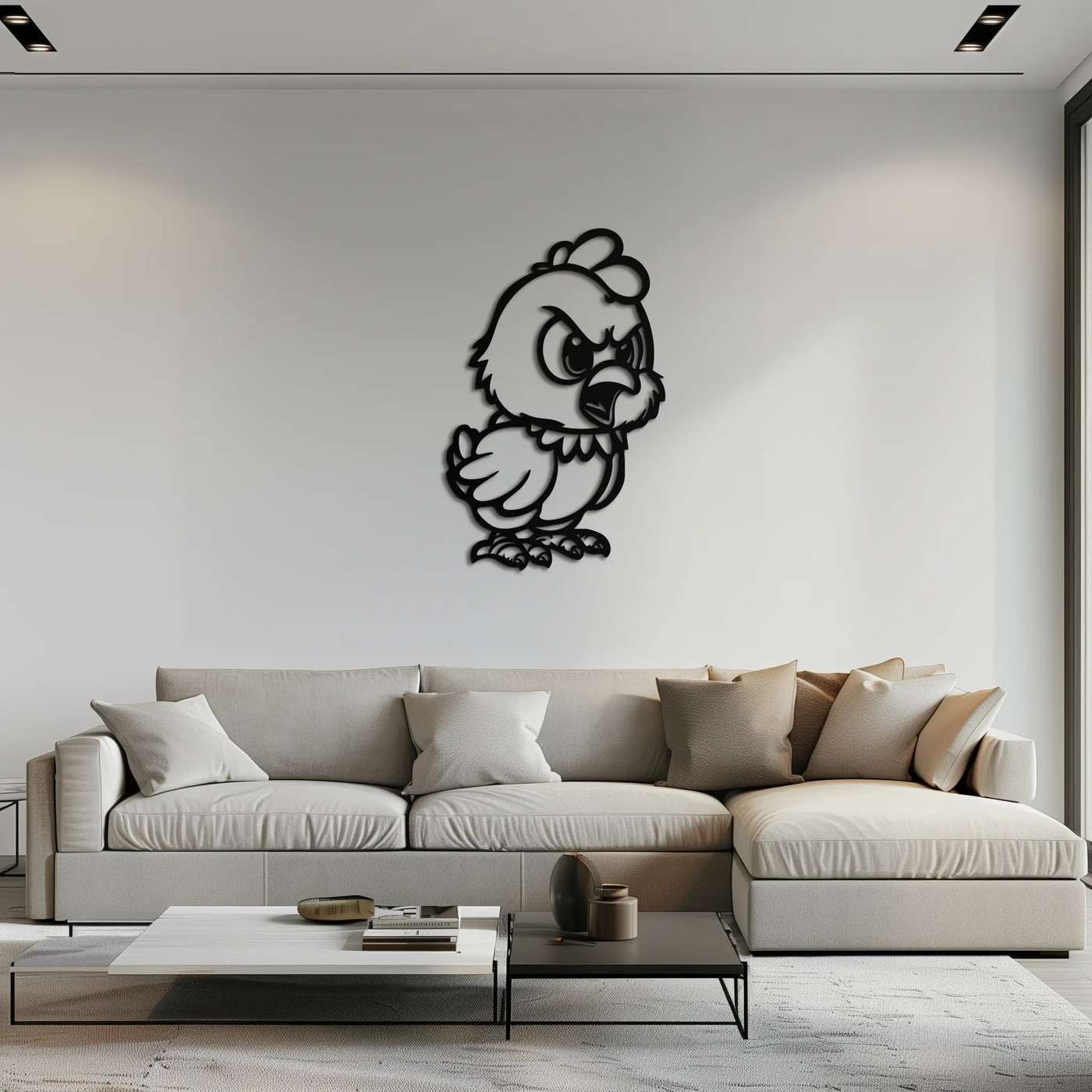 Angry Chick Metal Wall Art – Cartoon Chicken Silhouette Wall Decor-KAF618 by Enova Art