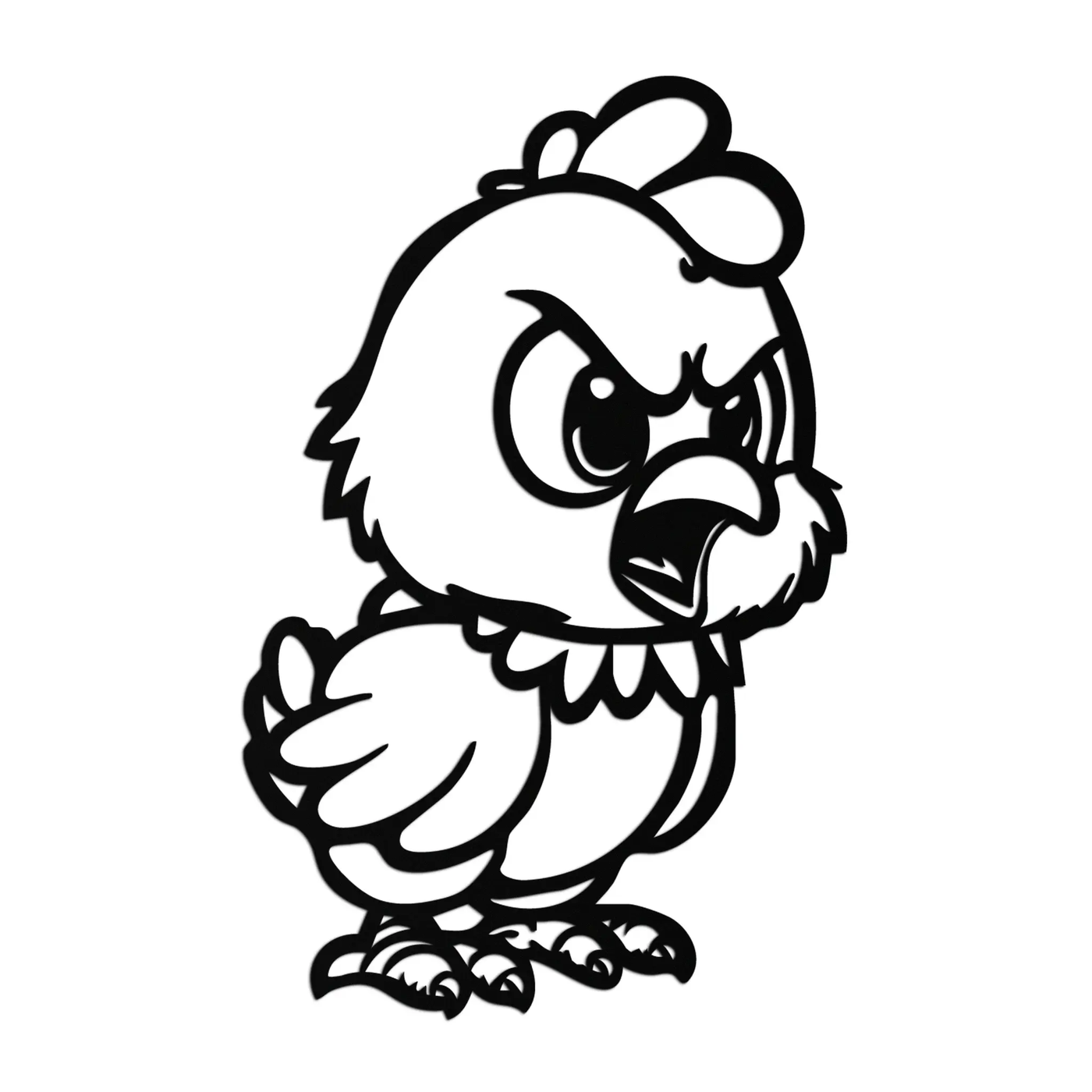 Angry Chick Metal Wall Art – Cartoon Chicken Silhouette Wall Decor-KAF618 by Enova Art