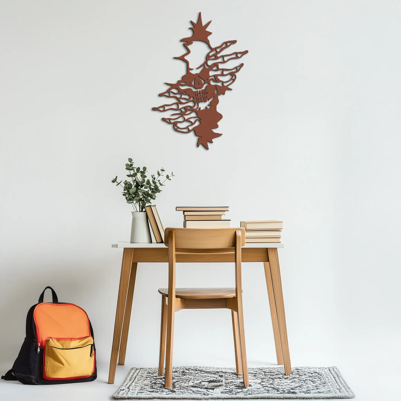 Skeleton Hands and Skull Metal Wall Art – Ripped Wall Horror Decor-KAF619 by Enova Art