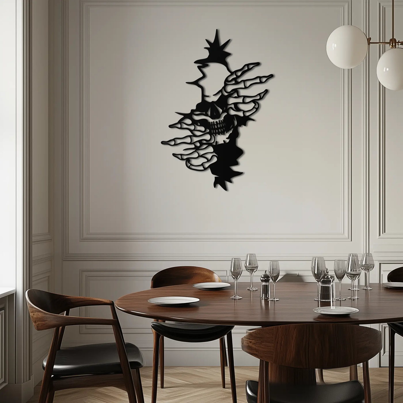 Skeleton Hands and Skull Metal Wall Art – Ripped Wall Horror Decor-KAF619 by Enova Art