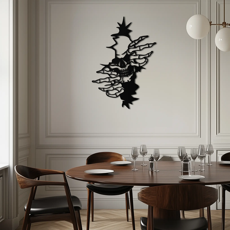 Skeleton Hands and Skull Metal Wall Art – Ripped Wall Horror Decor-KAF619 by Enova Art