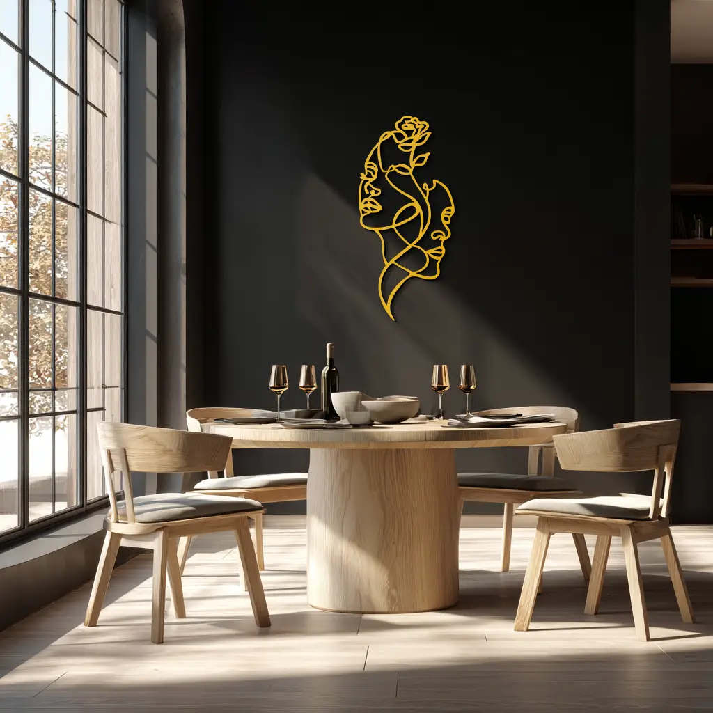 Abstract Line Art Woman Faces Metal Wall Art – Modern Minimalist Home Decor-KAF620 by Enova Art