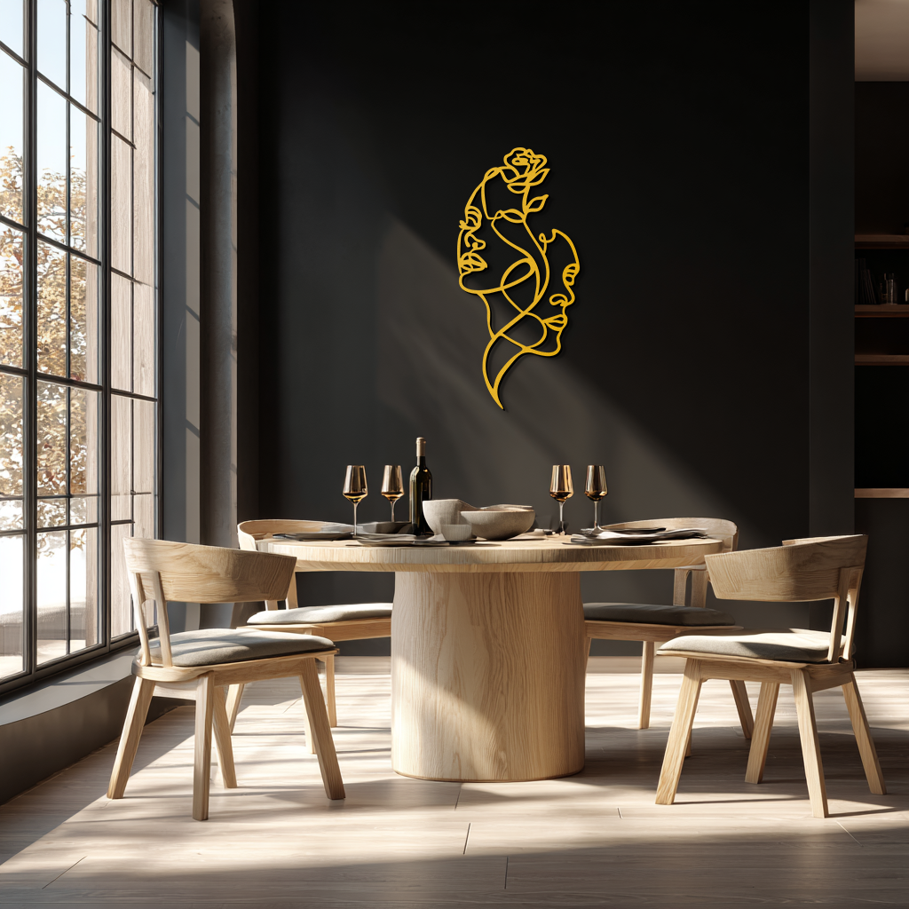 Abstract Line Art Woman Faces Metal Wall Art – Modern Minimalist Home Decor-KAF620 by Enova Art