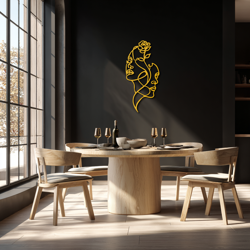 Abstract Line Art Woman Faces Metal Wall Art – Modern Minimalist Home Decor-KAF620 by Enova Art