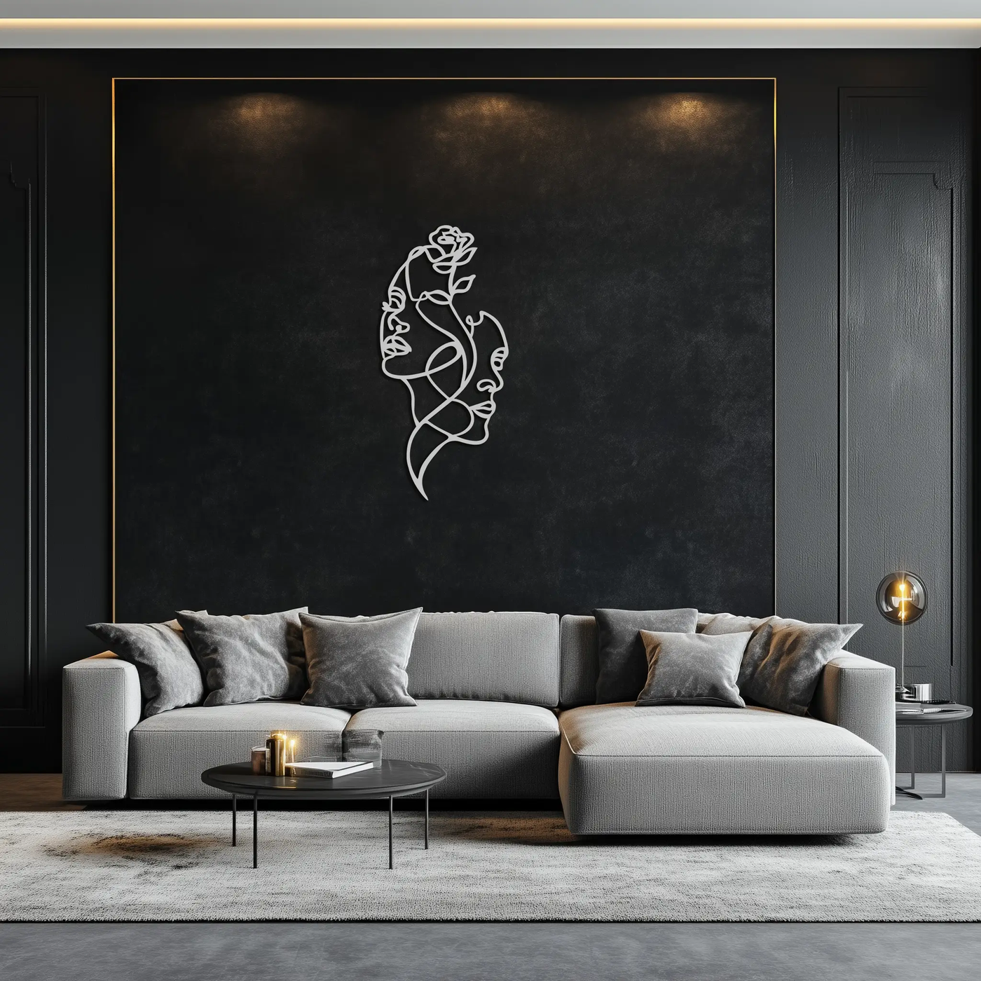 Abstract Line Art Woman Faces Metal Wall Art – Modern Minimalist Home Decor-KAF620 by Enova Art