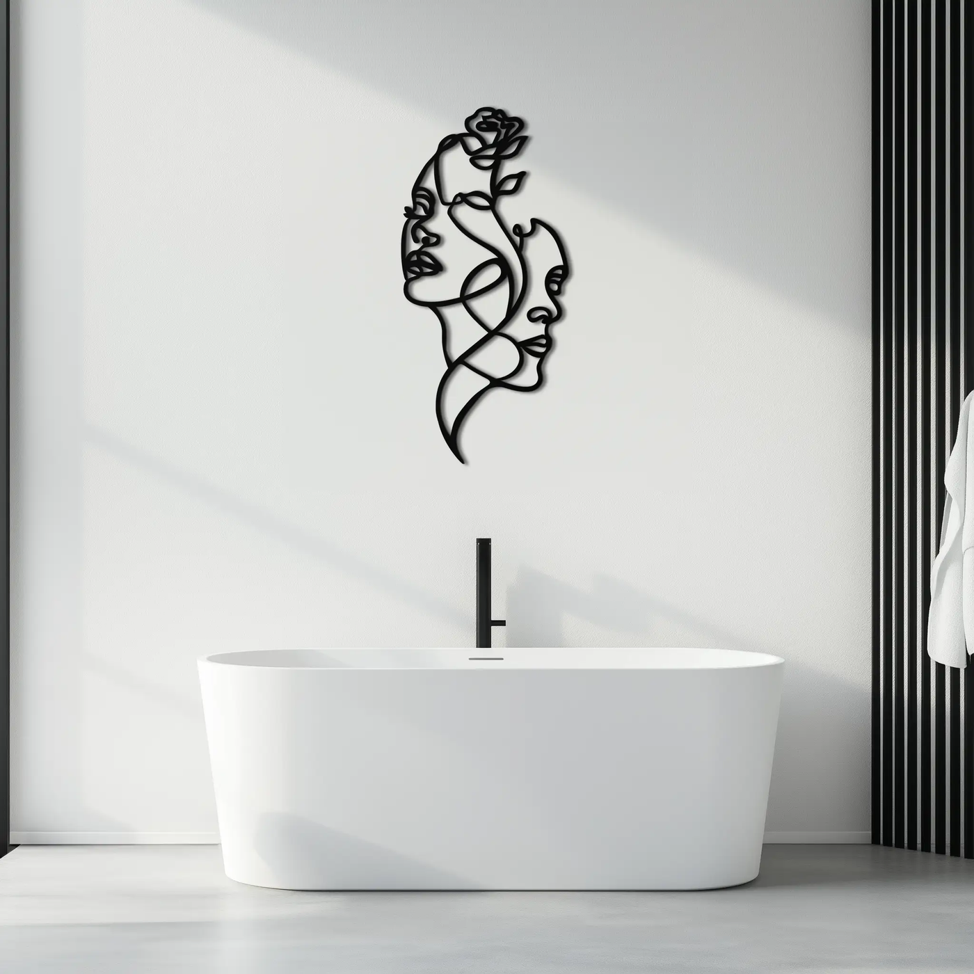 Abstract Line Art Woman Faces Metal Wall Art – Modern Minimalist Home Decor-KAF620 by Enova Art