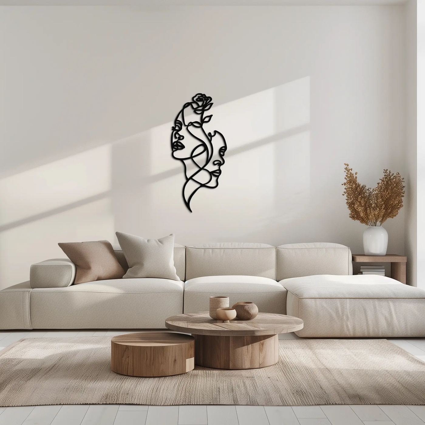 Abstract Line Art Woman Faces Metal Wall Art – Modern Minimalist Home Decor-KAF620 by Enova Art