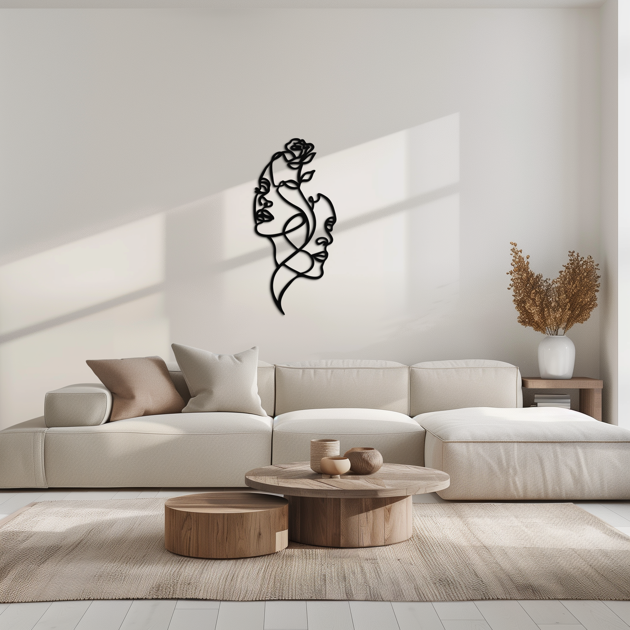Abstract Line Art Woman Faces Metal Wall Art – Modern Minimalist Home Decor-KAF620 by Enova Art