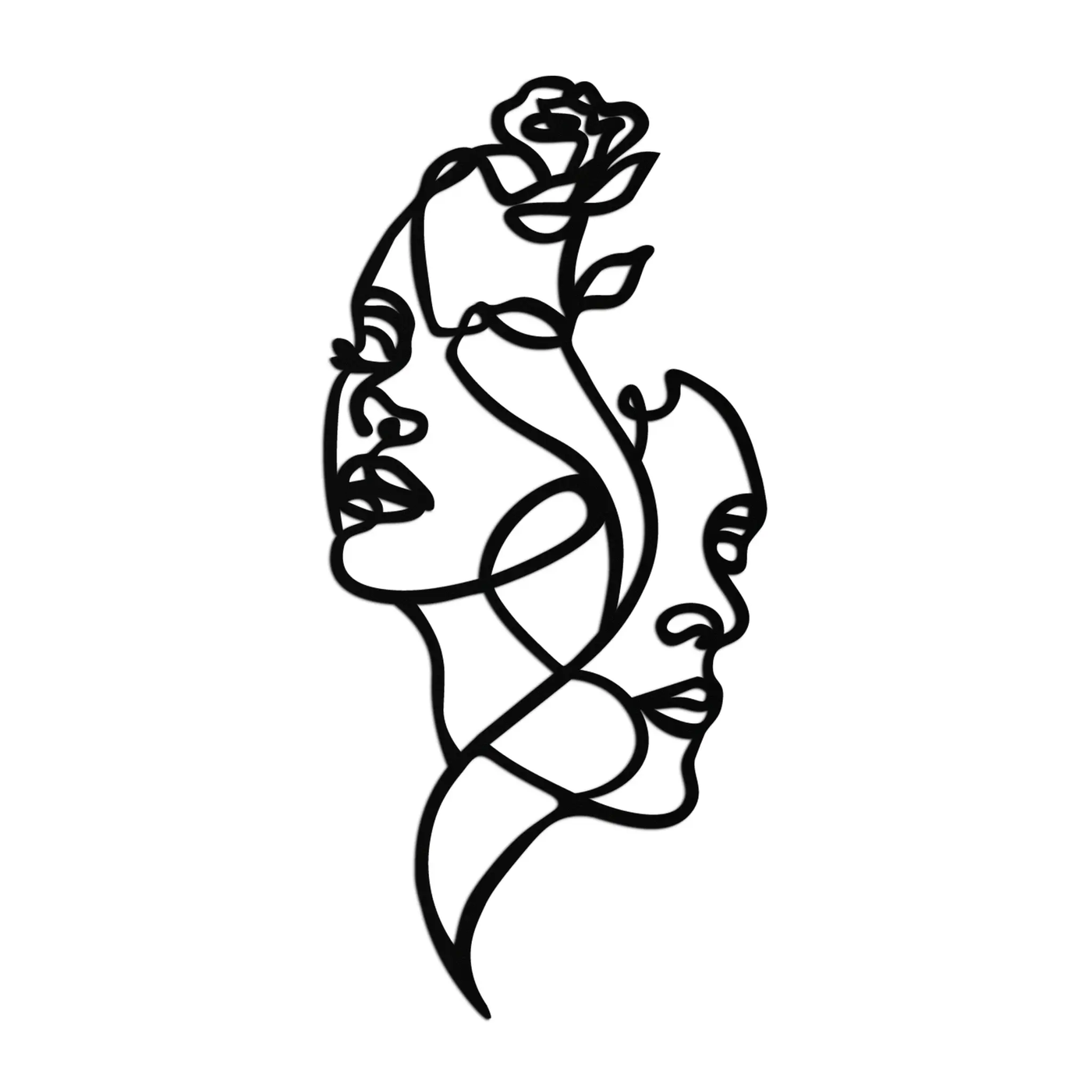 Abstract Line Art Woman Faces Metal Wall Art – Modern Minimalist Home Decor-KAF620 by Enova Art