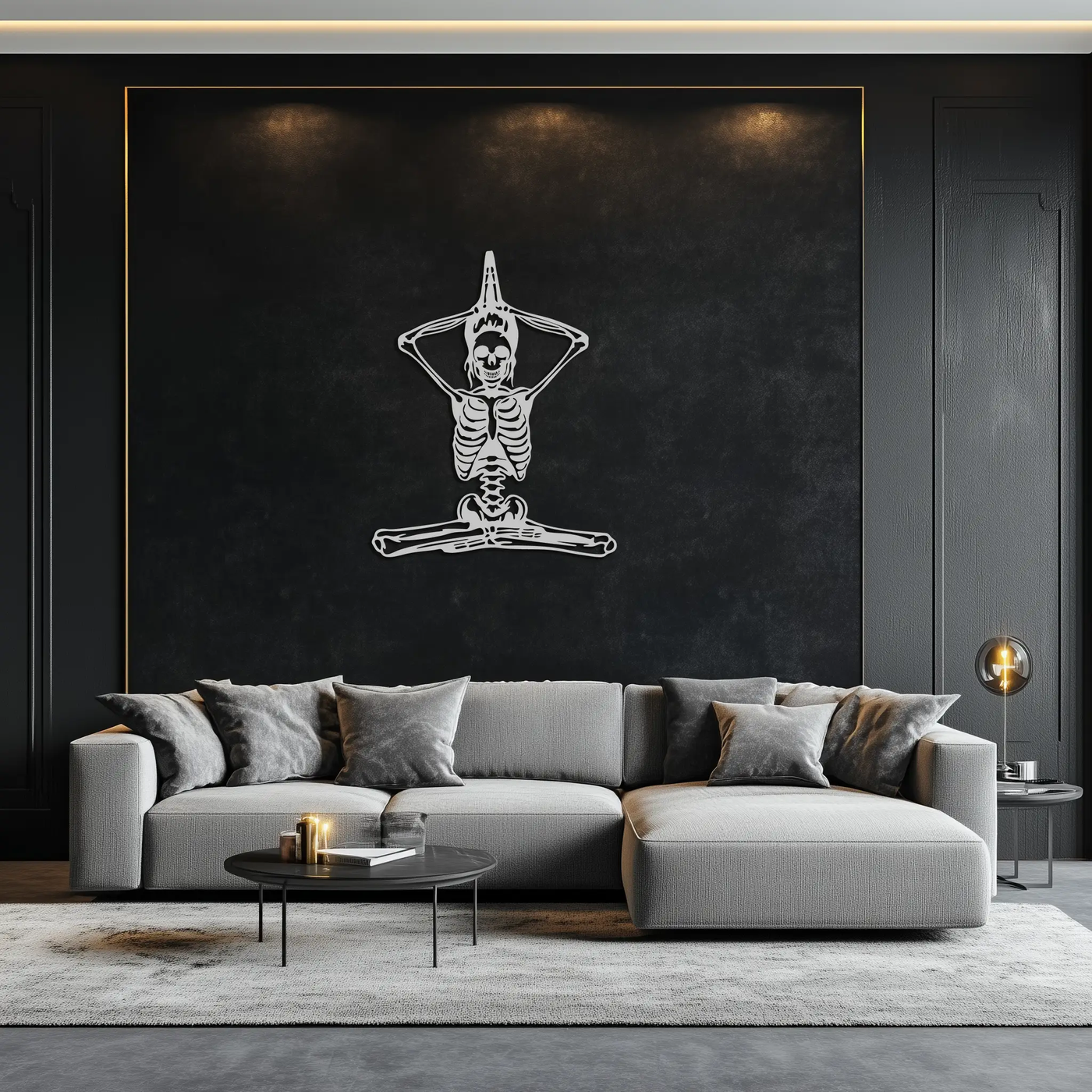 Skeleton Yoga Pose Metal Wall Art – Gothic Meditation Decor for Yoga Lovers- KAF621 by Enova Art