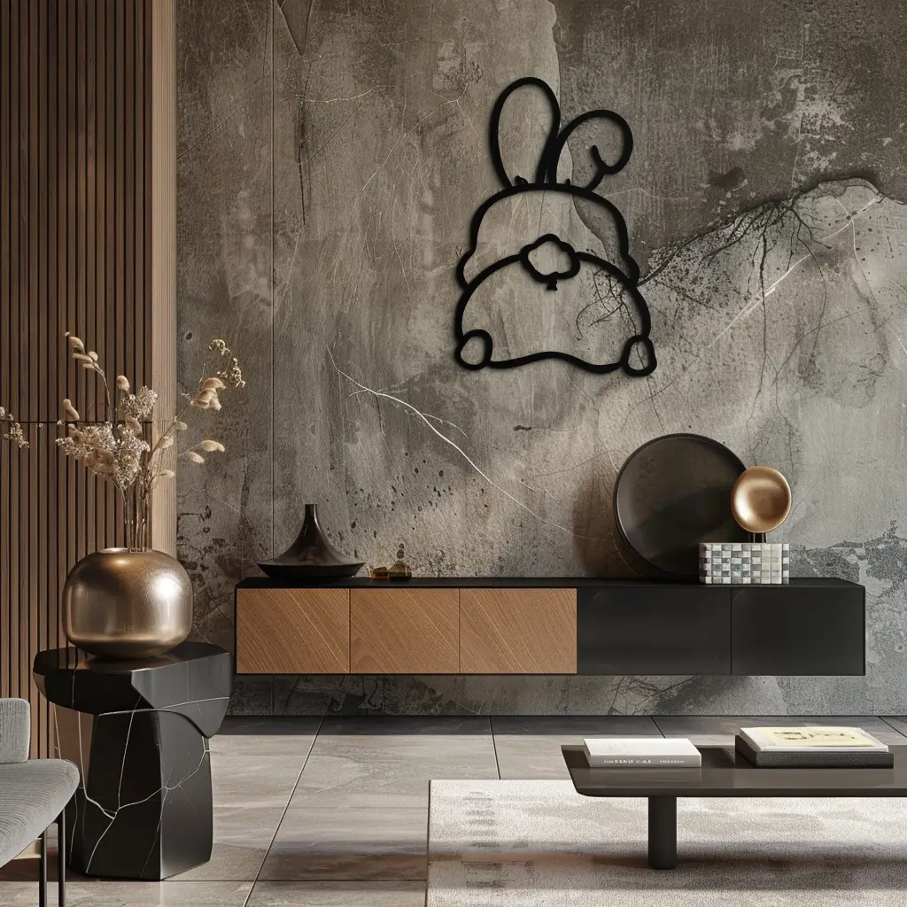 Funny Bunny Butt Metal Wall Art – Playful Easter Rabbit Decor- KAF622 by Enova Art