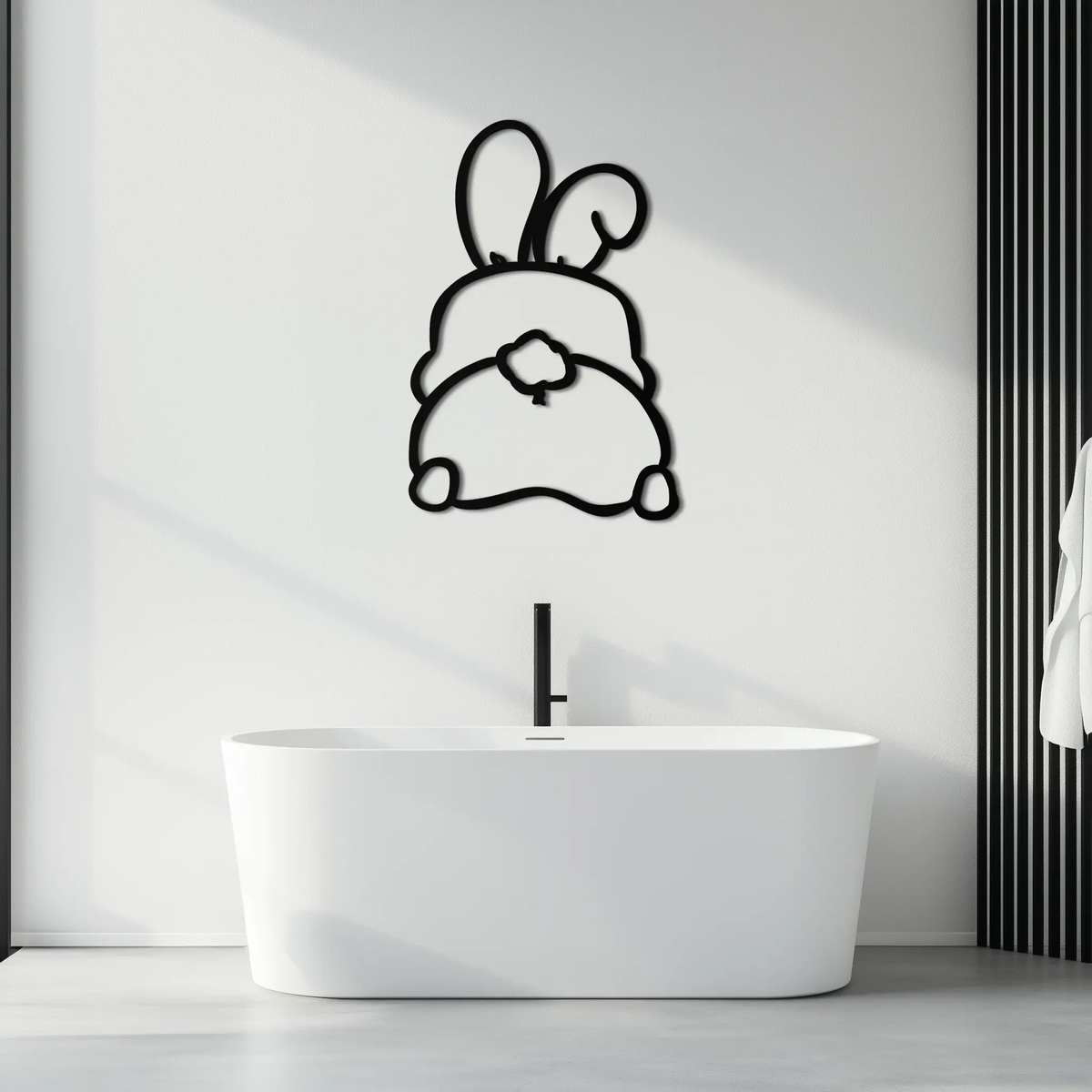 Funny Bunny Butt Metal Wall Art – Playful Easter Rabbit Decor- KAF622 by Enova Art